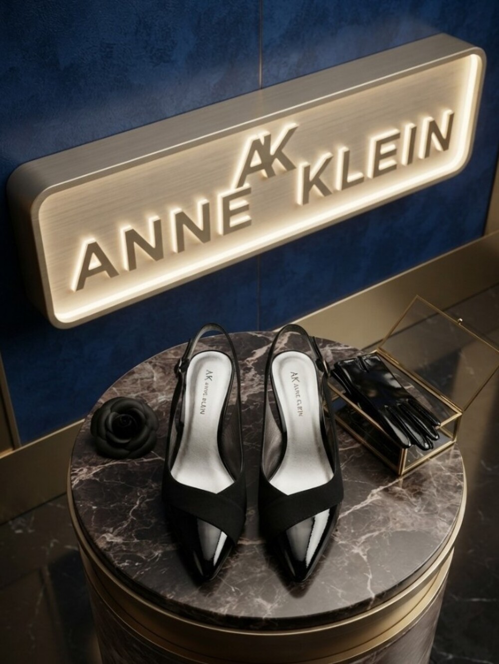 Anne Klein Black Pointed Slingback Pumps